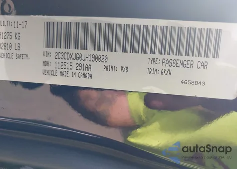 2018 Dodge Charger Gt Awd из США, поврежденный, VIN 2C3CDXJG0JH190020